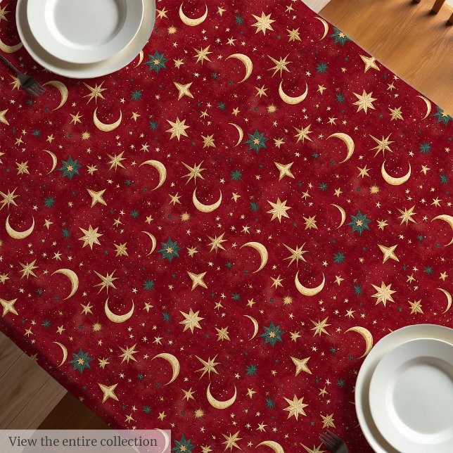 Watercolor deep red festive Christmas sky seating  Tablecloth (Watercolor deep red festive Christmas sky seating Tablecloth)
