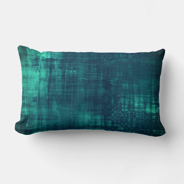 Watercolor Deep Teal  Lumbar Cushion (Front)