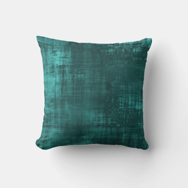 Watercolor Deep Teal Throw Pillow (Front)