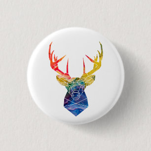 Watercolor deer     3 cm round badge