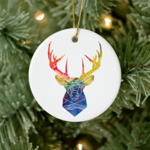 Watercolor deer ceramic tree decoration