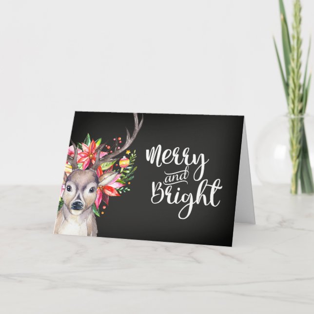 Watercolor Deer Christmas Card (Front)