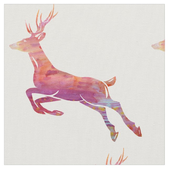 Watercolor Deer Fabric (Close Up)