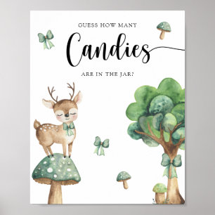 Watercolor Deer - Guess how many candies Poster