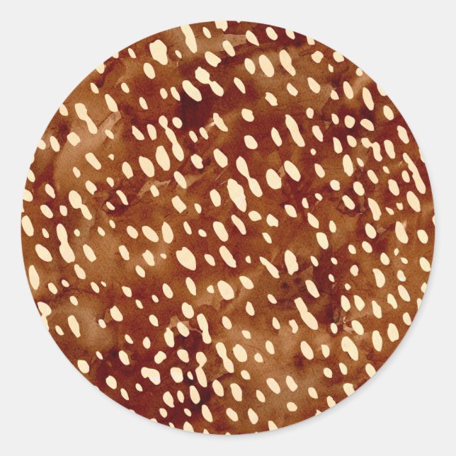 Watercolor Deer Print Classic Round Sticker (Front)