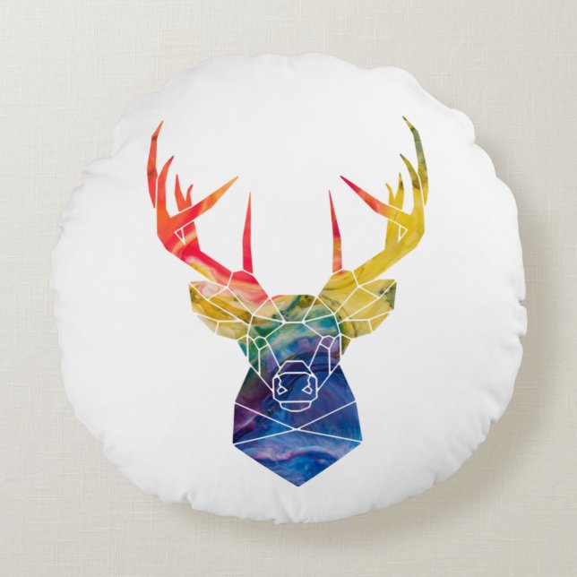 Watercolor deer  round cushion (Front)