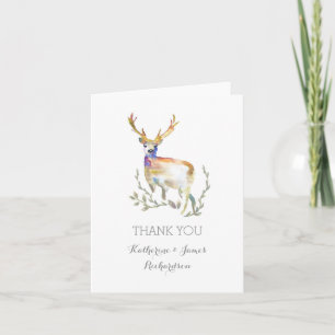 watercolor deer rustic woodland wedding thank you card