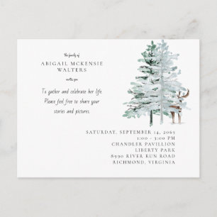 Watercolor Deer Woodland Celebration of Life Postcard