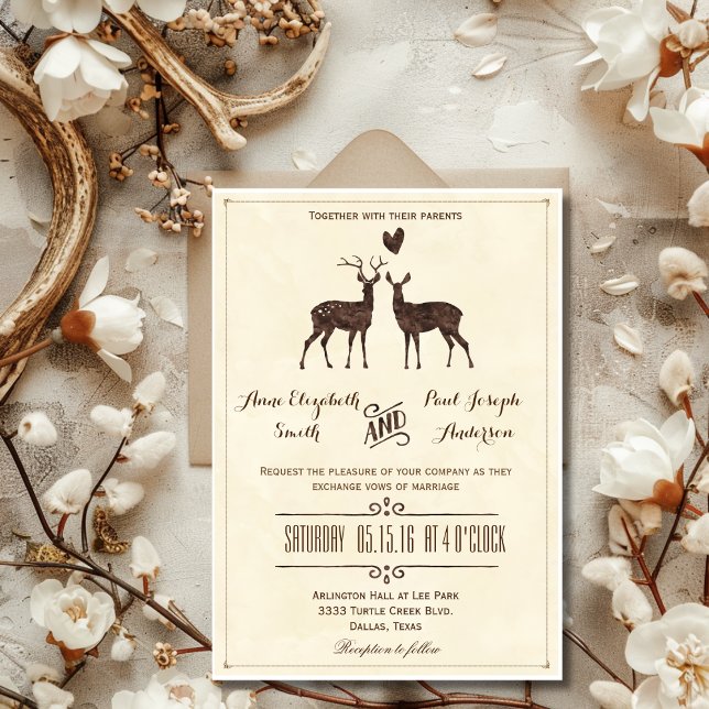 Watercolor Deers wedding invitation (Watercolor Deers wedding invitation)