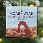 Watercolor  Delicate Arch Moab Utah National Park Ceramic Ornament<br><div class="desc">Watercolor Delicate Arch Moab Utah vector artwork design. The park lies north of Moab in the state of Utah. Moab Arches design For those that love the outdoors and southern Utah. This is a vintage design of Moab Utah and the delicate arch.. - You can easily change or delete the...</div>