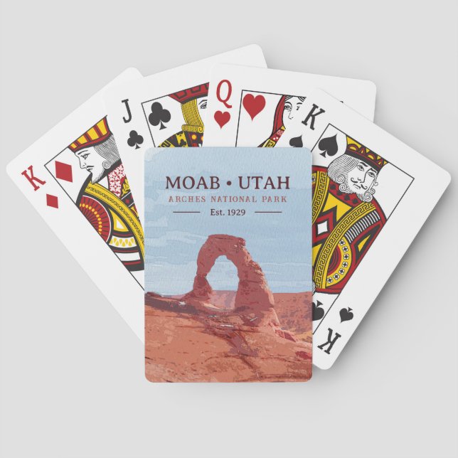 Watercolor  Delicate Arch Moab Utah National Park Playing Cards (Back)