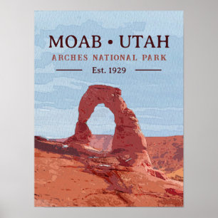 Watercolor  Delicate Arch Moab Utah National Park Poster