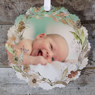 watercolor delicate fall wreath new baby tree decoration card