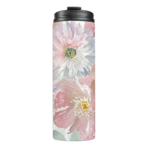 Watercolor delicate flowers.  thermal tumbler