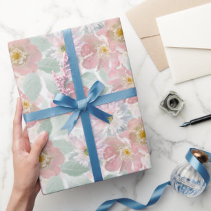 Watercolor delicate flowers. wrapping paper