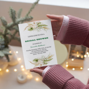 Watercolor delicate green bridal shower invitation