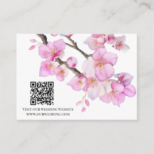 Watercolor delicate pink floral spring blossoms QR Enclosure Card