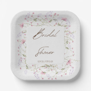 Watercolor Delicate Wildflower Bridal Shower Paper Plate
