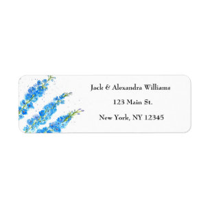 Watercolor Delphinium Blue Floral return address