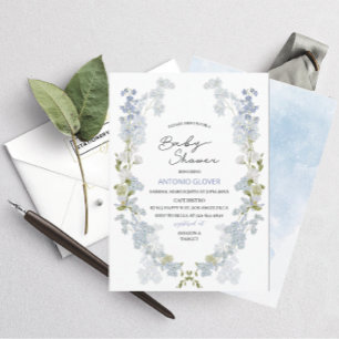 Watercolor Delphinium blue flowers  baby Shower Invitation