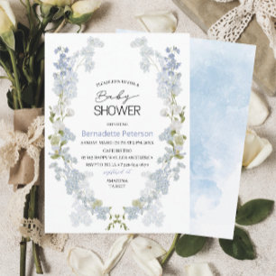 Watercolor Delphinium blue flowers  baby Shower Invitation