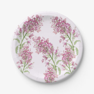 Watercolor Delphinium Floral  Paper Plate
