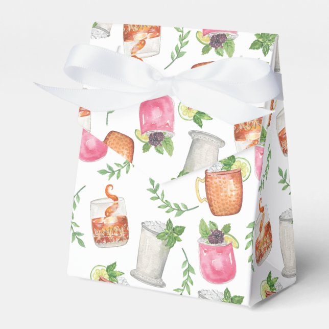Watercolor Derby Day Mint Julep Drinks Favour Box (Front Side)