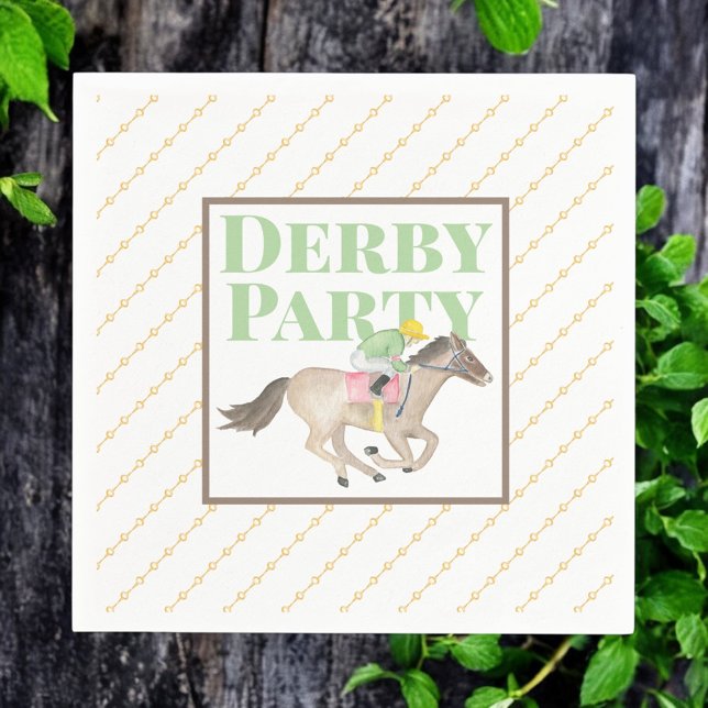 Watercolor Derby Party Horse Jockey Race  Napkin (Creator Uploaded)