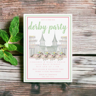 Watercolor Derby Party Horse Racing Building  Invitation