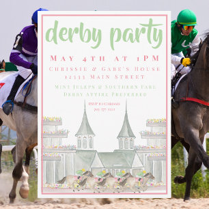 Watercolor Derby Party Iconic Racetrack Elegant Invitation