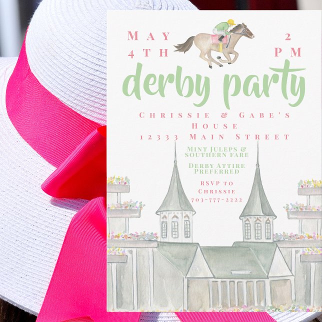 Watercolor Derby Party Jockey Iconic Building  Invitation (Creator Uploaded)