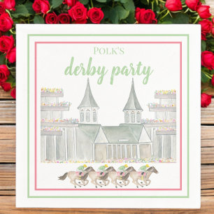 Watercolor Derby Party Jockeys Horse Racing Custom Napkin