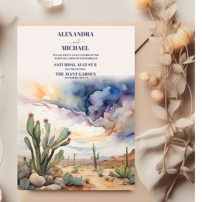 Watercolor Desert and Cactus Wedding Invitation (Creator Uploaded)