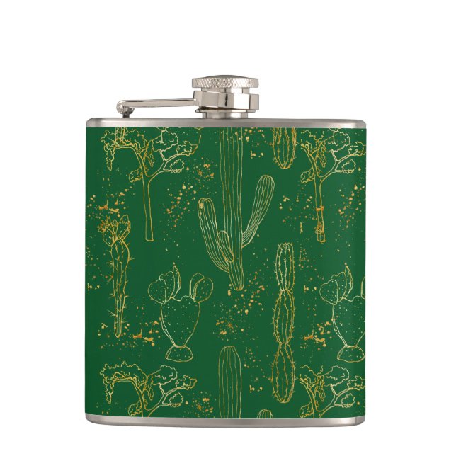 Watercolor Desert Cacti  Hip Flask (Front)