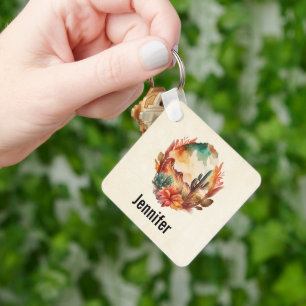 Watercolor Desert Cactus and Mountains Key Ring