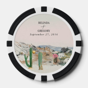 Watercolor Desert Cactus Boho Wedding Favor Poker Chips