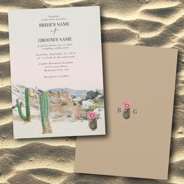 Watercolor Desert Cactus Boho Wedding Invitation (Watercolor Desert Cactus Boho Wedding Invitation)