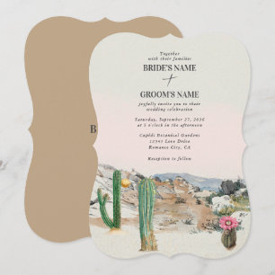 Watercolor Desert Cactus Boho Wedding Invitation