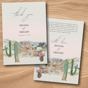 Watercolor Desert Cactus Boho Wedding Thank You Card