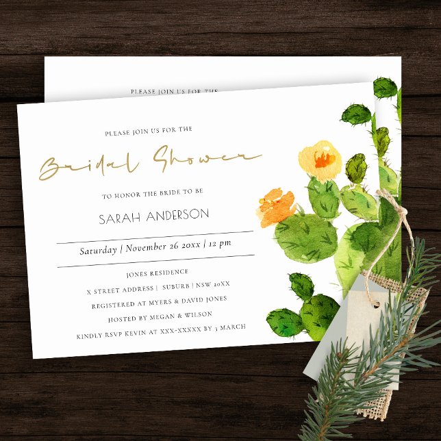 WATERCOLOR DESERT CACTUS FLORAL BRIDAL SHOWER INVITATION (Creator Uploaded)