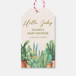 Watercolor Desert Cactus Garden Baby Shower  Gift Tags