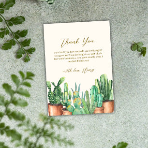 Watercolor Desert Cactus Garden Baby Shower Thank You Card