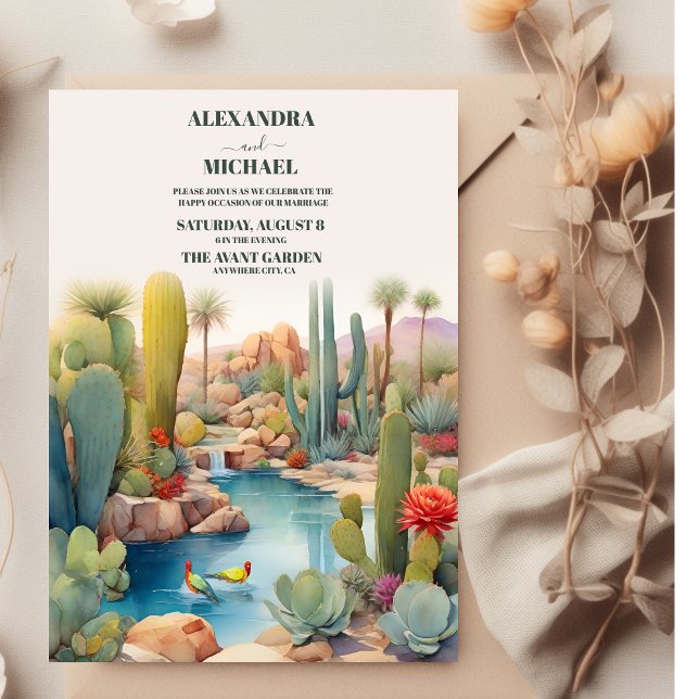 Watercolor Desert Cactus Landscape Wedding Invitation (Creator Uploaded)