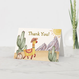 Watercolor Desert Cactus Llama Cowboy Baby Shower Thank You Card