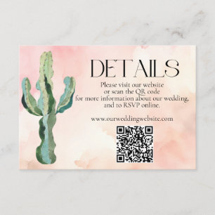 Watercolor Desert Cactus QR Code Wedding Details Enclosure Card