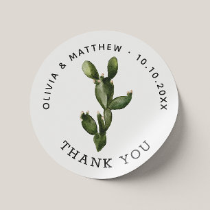 Watercolor Desert Cactus. Rustic Wedding Thank You Classic Round Sticker