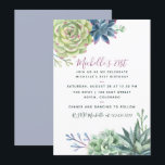 Watercolor Desert Cactus Succulents 21st Birthday Invitation<br><div class="desc">Watercolor succulent art 21st Birthday Party invitation with elegant handwriting typography customisable to your event specifics.</div>
