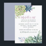 Watercolor Desert Cactus Succulents 21st Birthday Invitation<br><div class="desc">Watercolor succulent art 21st Birthday Party invitation with elegant handwriting typography customisable to your event specifics.</div>