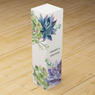 Watercolor Desert Cactus Succulents Customisable Wine Gift Box