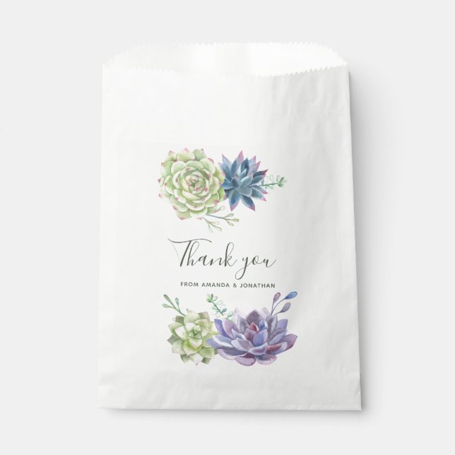 Watercolor Desert Cactus Succulents Wedding Favour Bags (Front)